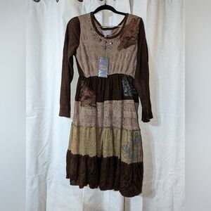 NWT Pretty angel Brown Neutrals Fairycore Y2k Dress